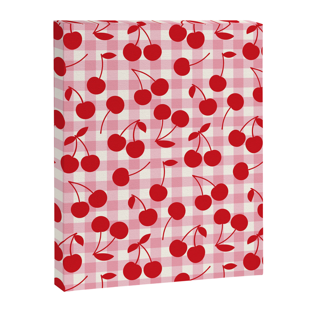 Red Cherries & Blush Pink Gingham Canvas Print Gallery Image 6