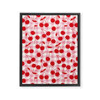 Red Cherries & Blush Pink Gingham Framed Canvas Print Gallery Image 6