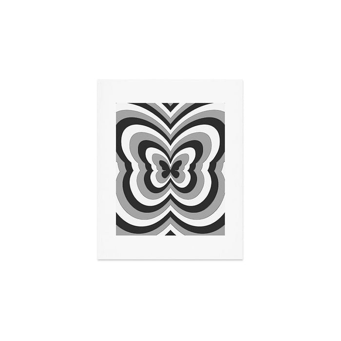 Retro 70s Butterfly in Black & White Art Print Gallery Image 1