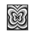 Retro 70s Butterfly in Black & White Framed Canvas Print Gallery Image 6