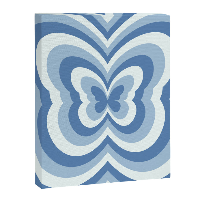 Retro 70s Butterfly in Ocean Blue Canvas Print Gallery Image 1