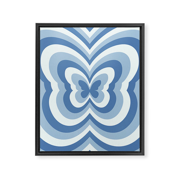 Retro 70s Butterfly in Ocean Blue Framed Canvas Print Gallery Image 1