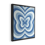 Retro 70s Butterfly in Ocean Blue Framed Canvas Print Gallery Image 2