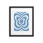 Retro 70s Butterfly in Ocean Blue Framed Art Print Gallery Image 5