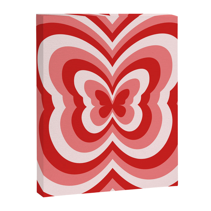 Retro 70s Butterfly in Red Canvas Print Gallery Image 1
