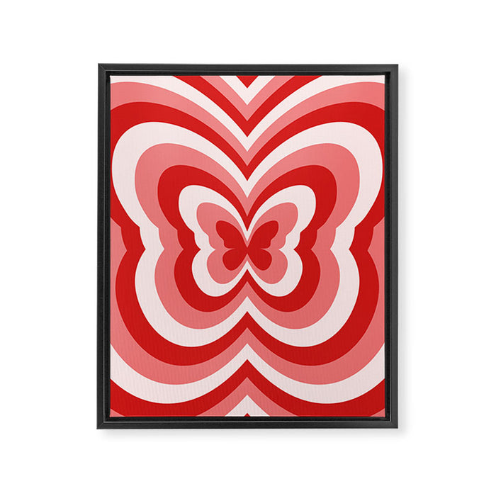 Retro 70s Butterfly in Red Framed Canvas Print Gallery Image 1