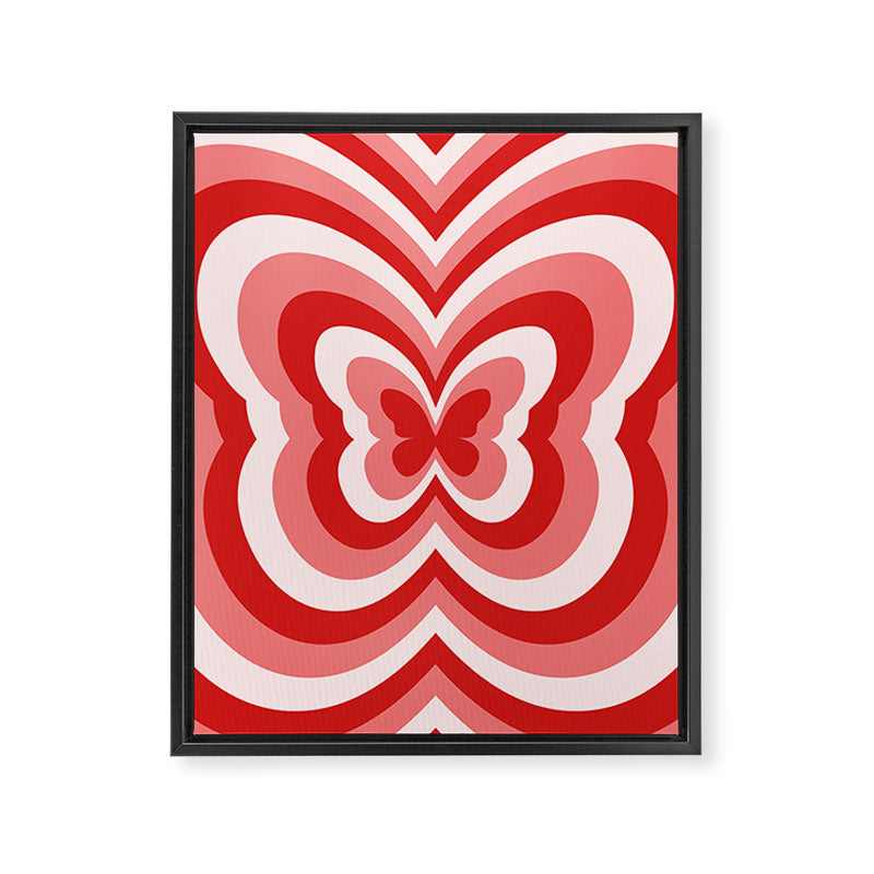 Retro 70s Butterfly in Red Framed Canvas Print Gallery Image 6