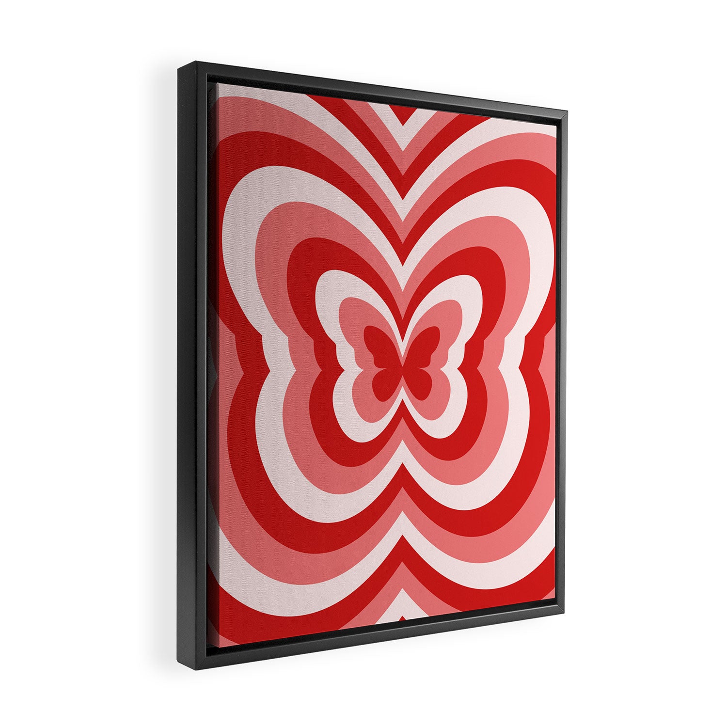 Retro 70s Butterfly in Red Framed Canvas Print Gallery Image 2
