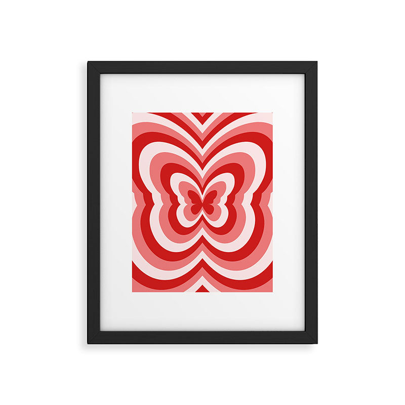 Retro 70s Butterfly in Red Framed Art Print Gallery Image 5