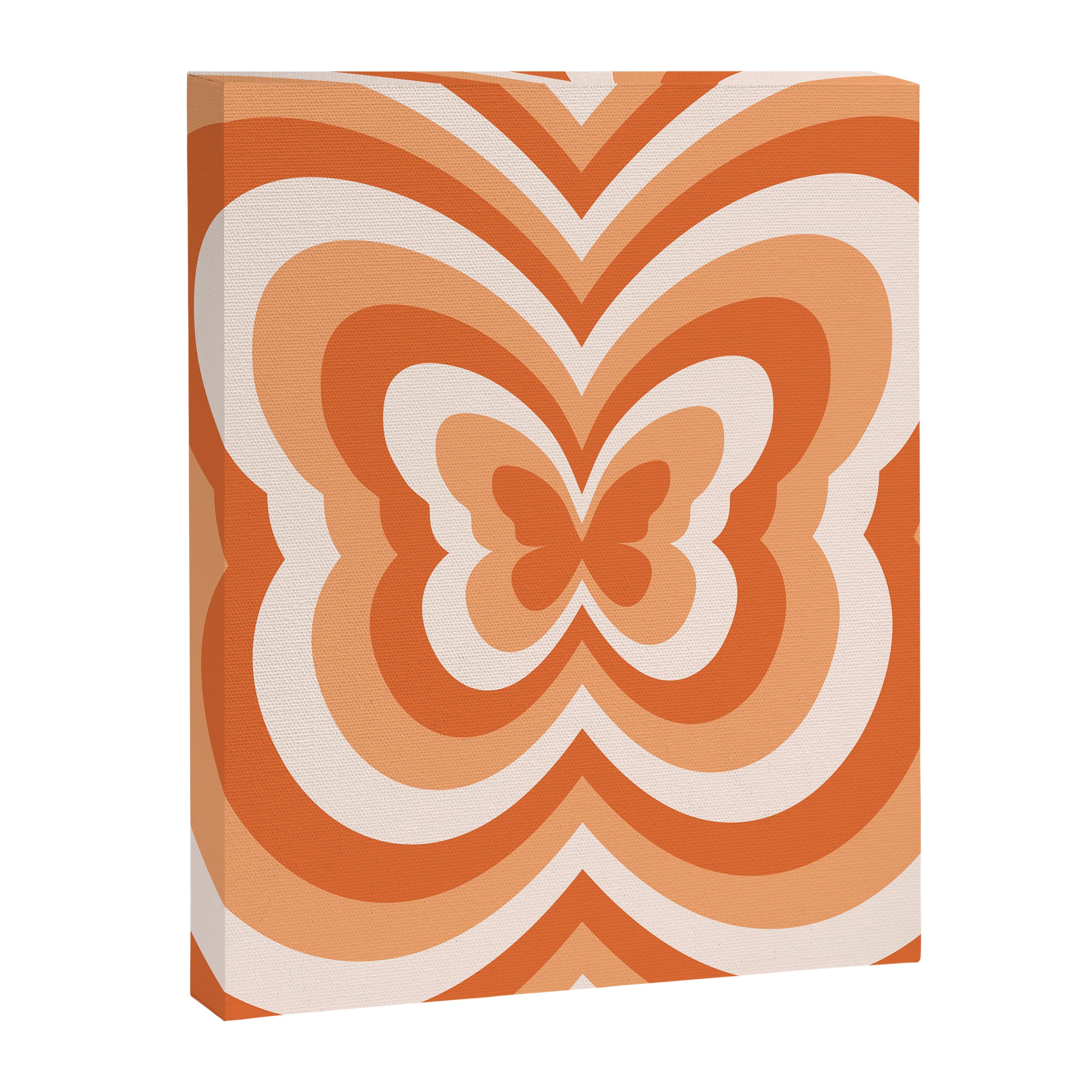 Retro 70s Butterfly in Sunset Orange Canvas Print Gallery Image 6