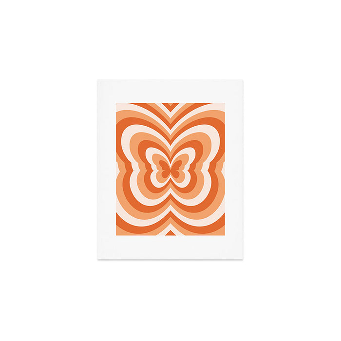 Retro 70s Butterfly in Sunset Orange Art Print Gallery Image 1