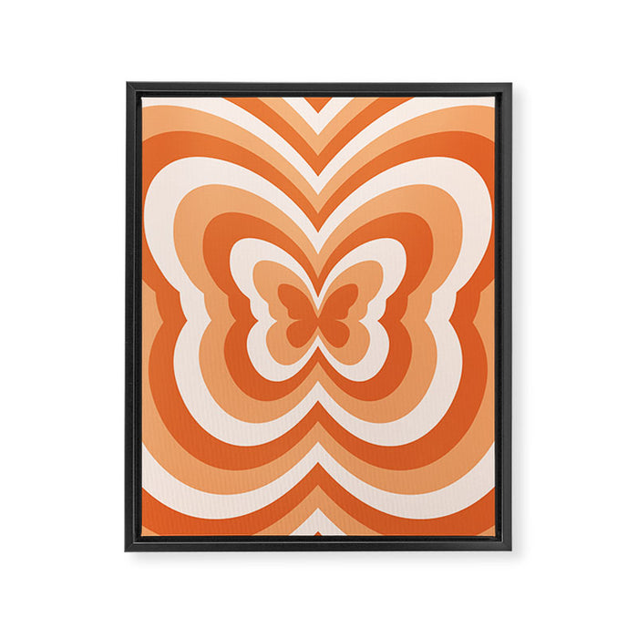 Retro 70s Butterfly in Sunset Orange Framed Canvas Print Gallery Image 1