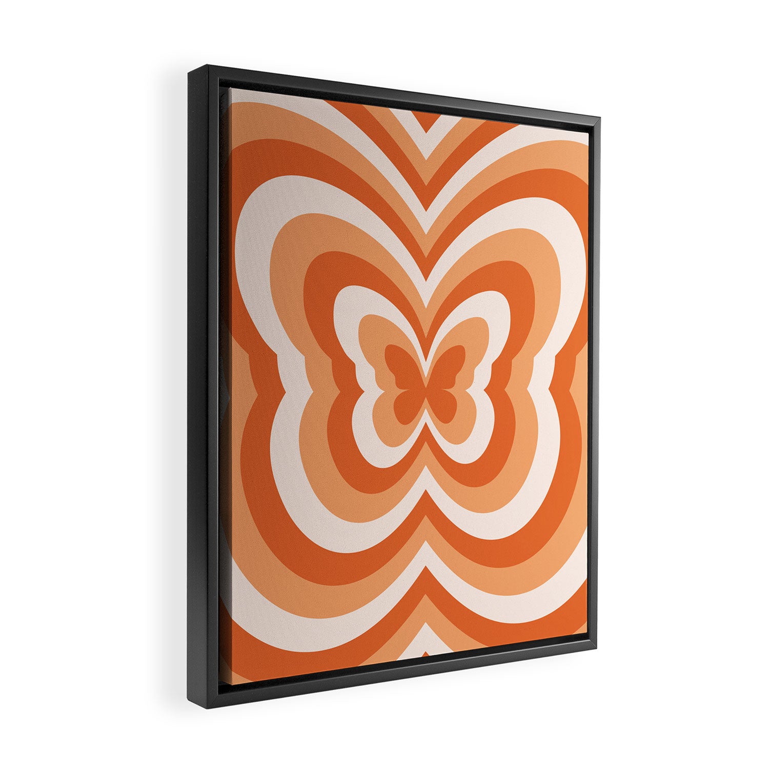 Retro 70s Butterfly in Sunset Orange Framed Canvas Print Gallery Image 2