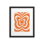 Retro 70s Butterfly in Sunset Orange Framed Art Print Gallery Image 5