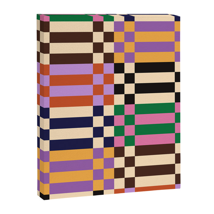 Retro 70s Checkerboard & Stripes Canvas Print Gallery Image 1