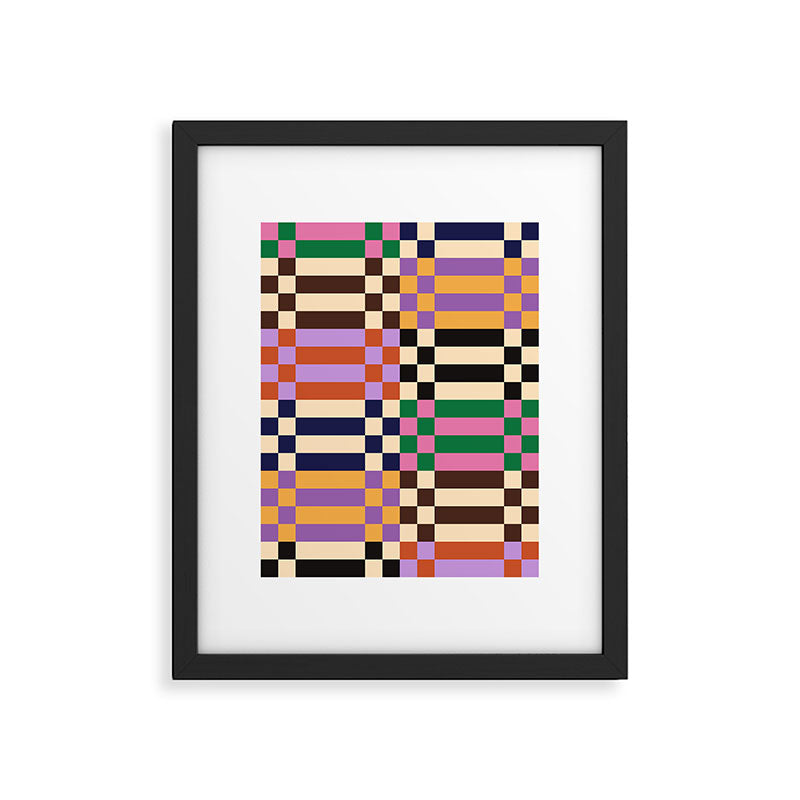 Retro 70s Checkerboard & Stripes Framed Art Print Gallery Image 5