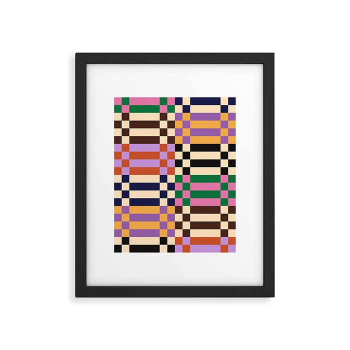 Retro 70s Checkerboard & Stripes Framed Art Print Gallery Image 1