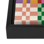 Retro 70s Colorful Patchwork Checkerboard Framed Canvas Print Gallery Image 3