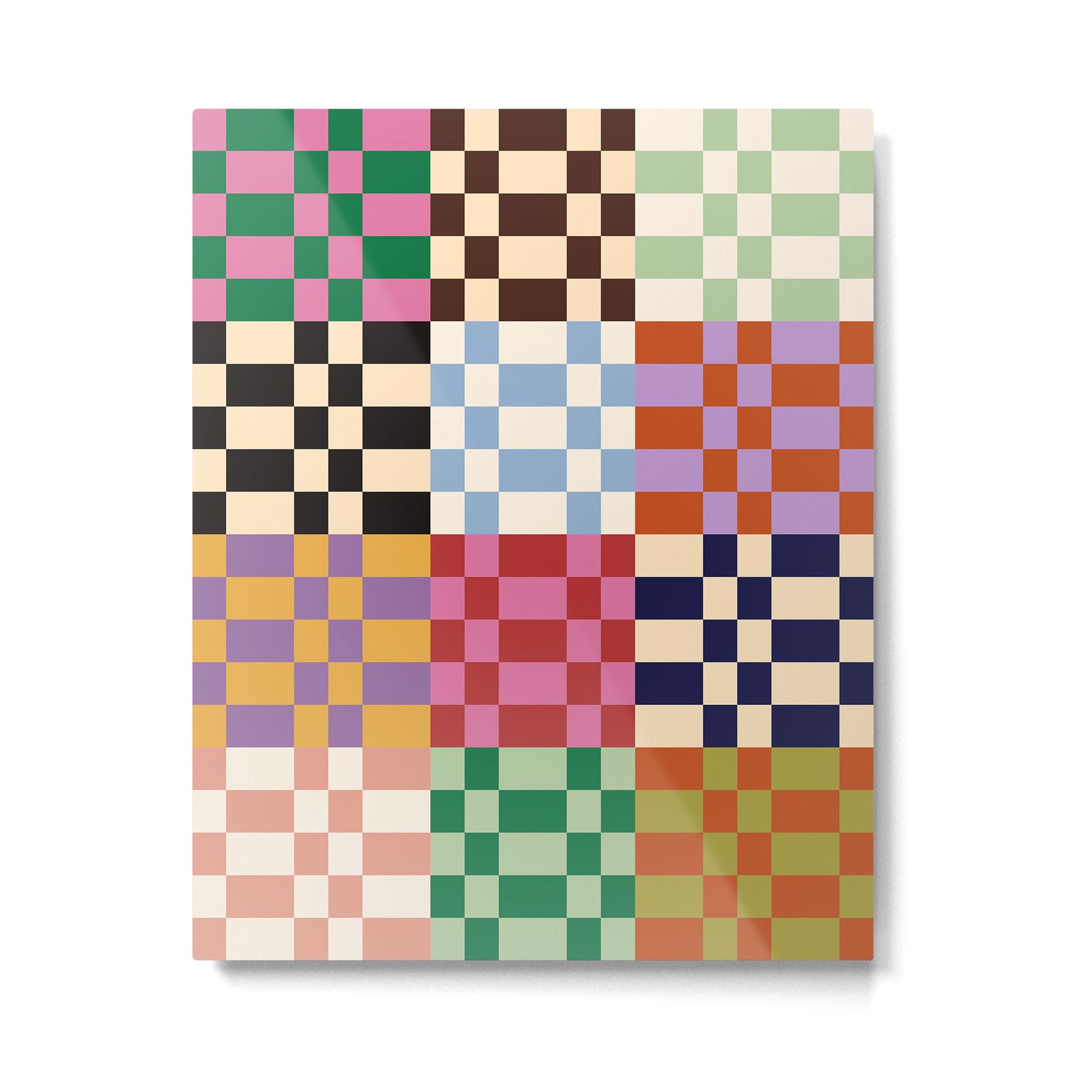 Retro 70s Colorful Patchwork Checkerboard Metal Print Gallery Image 4