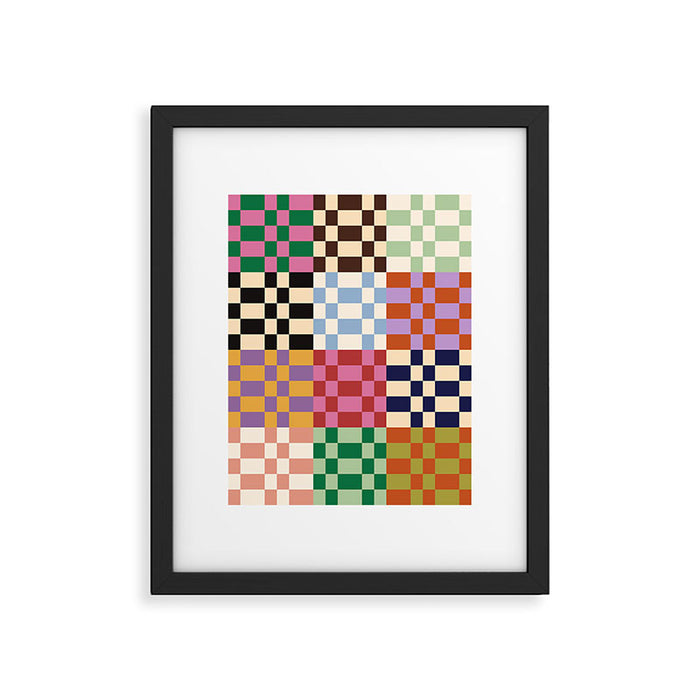 Retro 70s Colorful Patchwork Checkerboard Framed Art Print Gallery Image 1