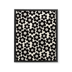 Retro Black & White Smiley Flower Pattern Framed Canvas Print Gallery Image 6
