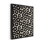 Retro Black & White Smiley Flower Pattern Framed Canvas Print Gallery Image 2
