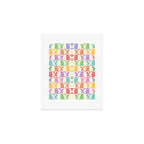 Retro Colorful Butterfly Checkered Pattern Art Print Gallery Image 1
