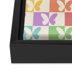 Retro Colorful Butterfly Checkered Pattern Framed Canvas Print Gallery Image 3