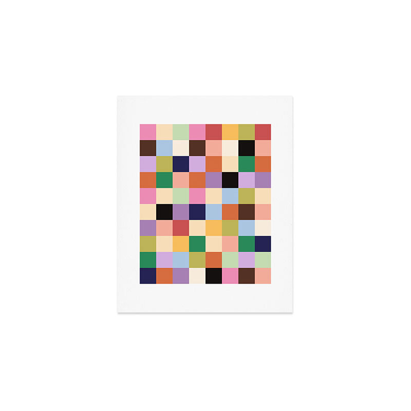 Retro Colorful Check Art Print Gallery Image 1