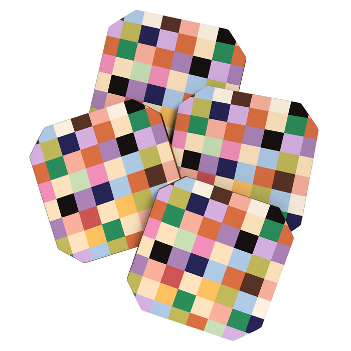 Retro Colorful Check Coaster Gallery Image 1
