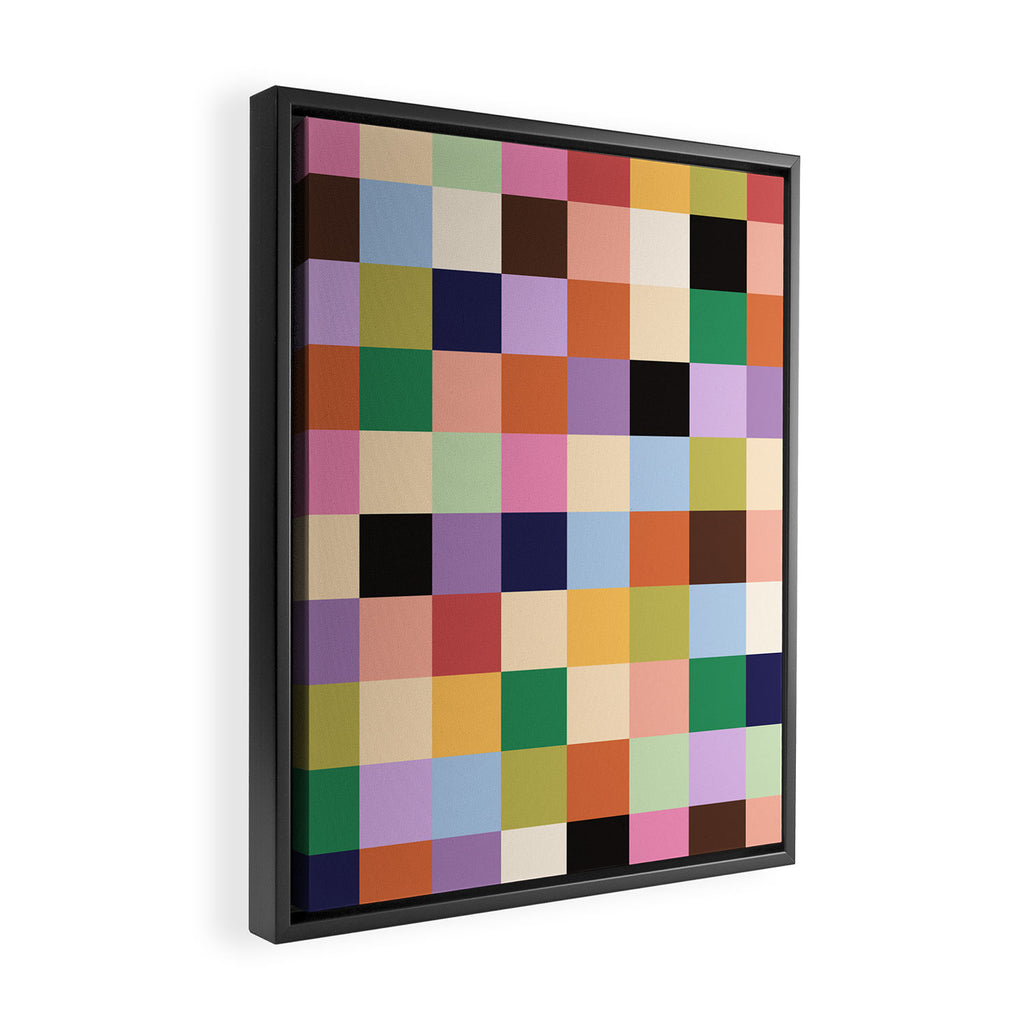 Retro Colorful Check Framed Canvas Print Gallery Image 2