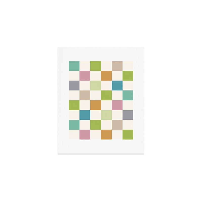 Retro Colorful Checkered Pattern II Art Print Gallery Image 1