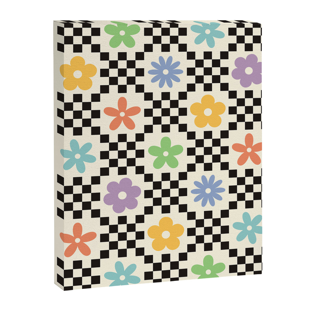 Retro Colorful Flower Double Checker Canvas Print Gallery Image 6