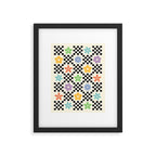 Retro Colorful Flower Double Checker Framed Art Print Gallery Image 5