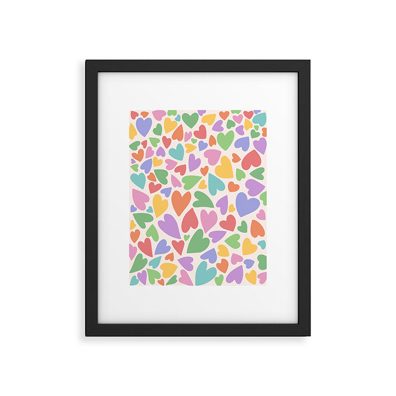 Retro Colorful Hearts Framed Art Print Gallery Image 5