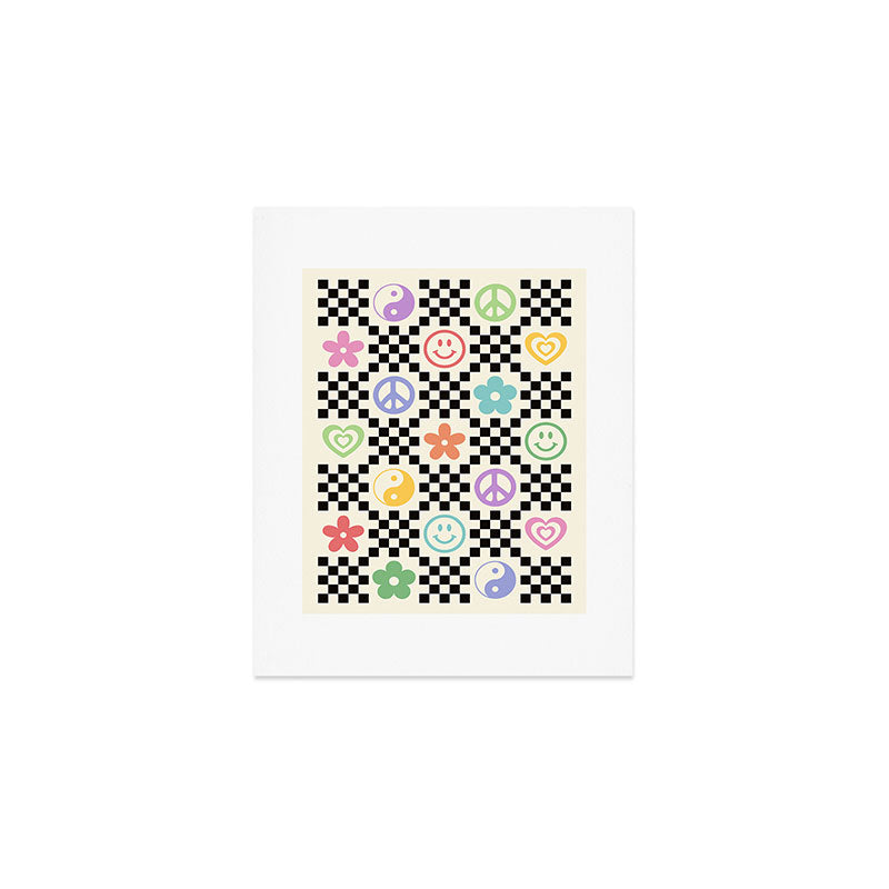 Retro Colorful Nostalgia Double Checker Art Print Gallery Image 1