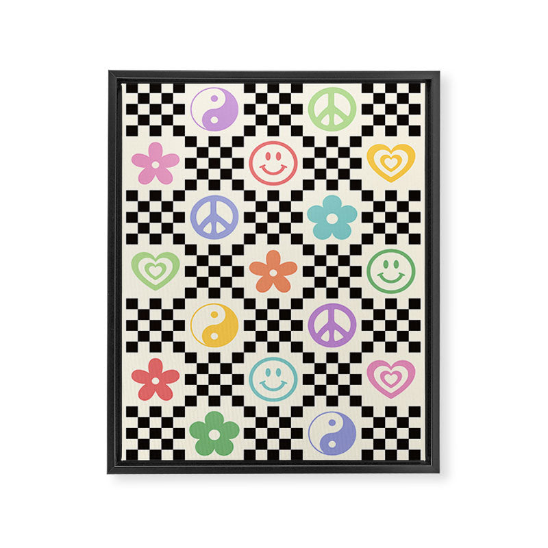 Retro Colorful Nostalgia Double Checker Framed Canvas Print Gallery Image 6