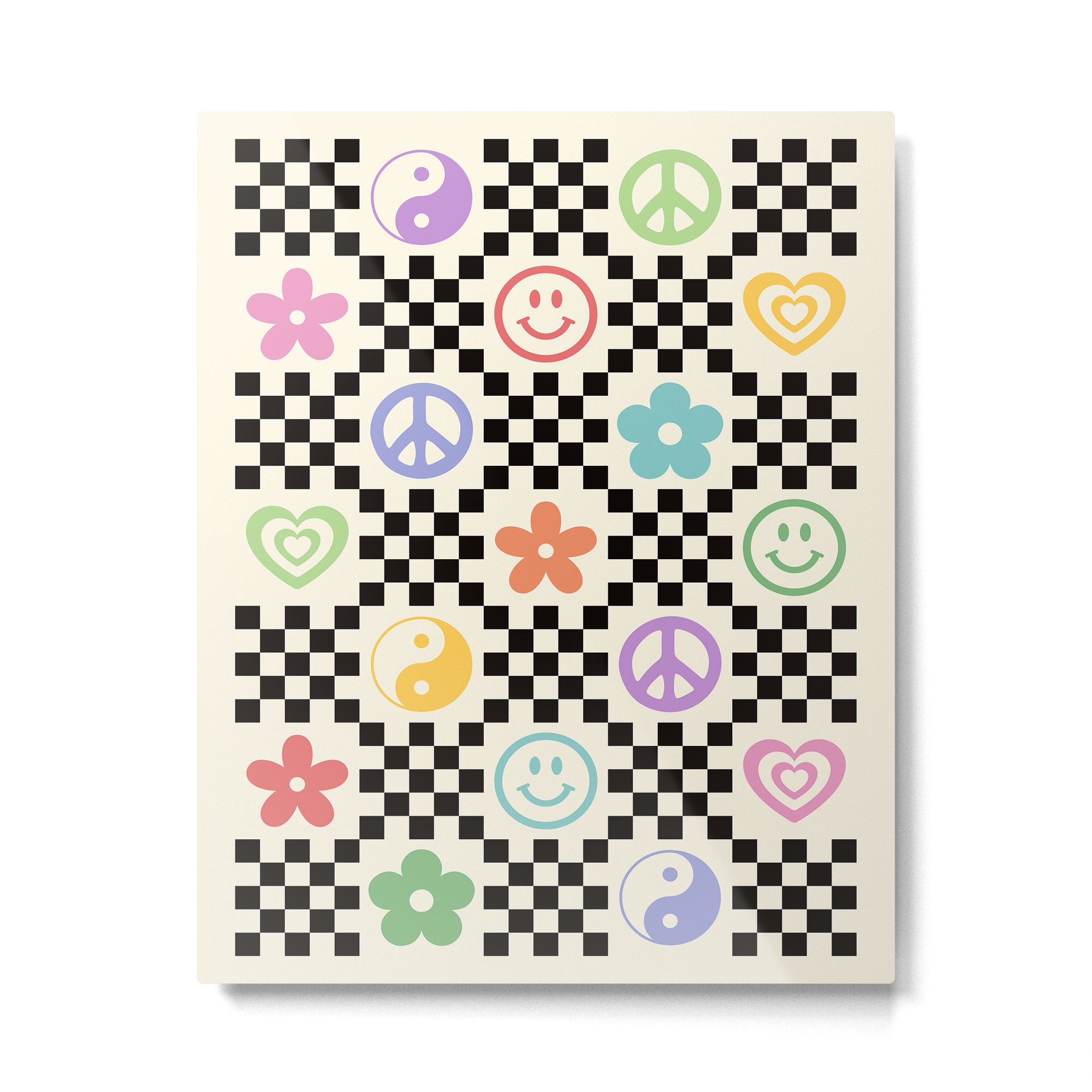 Retro Colorful Nostalgia Double Checker Metal Print Gallery Image 4