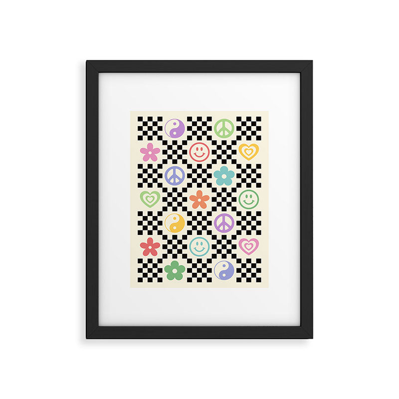 Retro Colorful Nostalgia Double Checker Framed Art Print Gallery Image 5