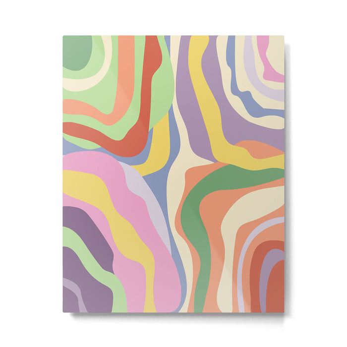 Retro Colorful Swirl Pattern Metal Print Gallery Image 1