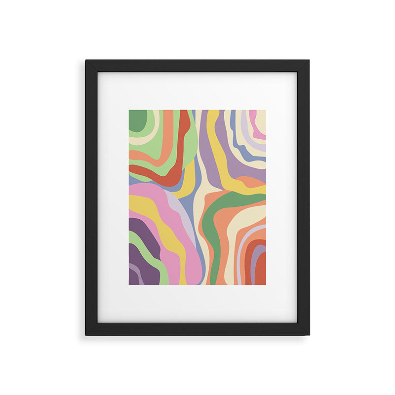 Retro Colorful Swirl Pattern Framed Art Print Gallery Image 5