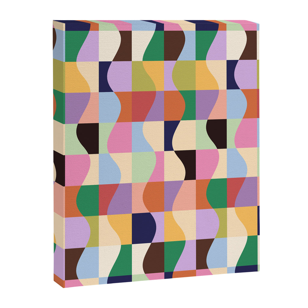 Retro Colorful Wavy Checkerboard Canvas Print Gallery Image 6