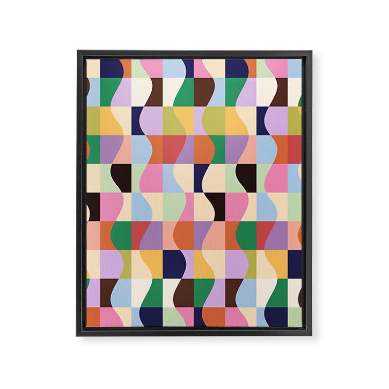 Retro Colorful Wavy Checkerboard Framed Canvas Print Gallery Image 6