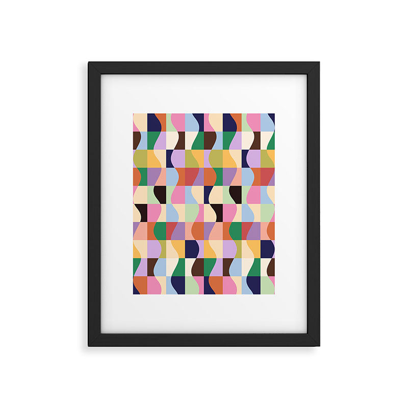 Retro Colorful Wavy Checkerboard Framed Art Print Gallery Image 5