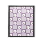 Retro Daisy Flower Checker in Purple Framed Canvas Print Gallery Image 8