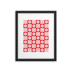 Retro Daisy Flower Checker in Red Framed Art Print Gallery Image 6