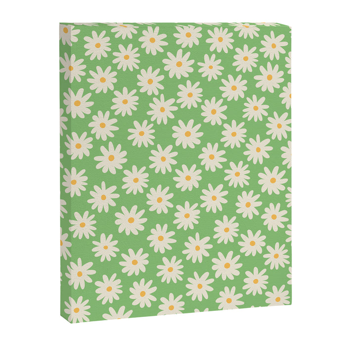 Retro Daisy Flower in Green Canvas Print Gallery Image 1