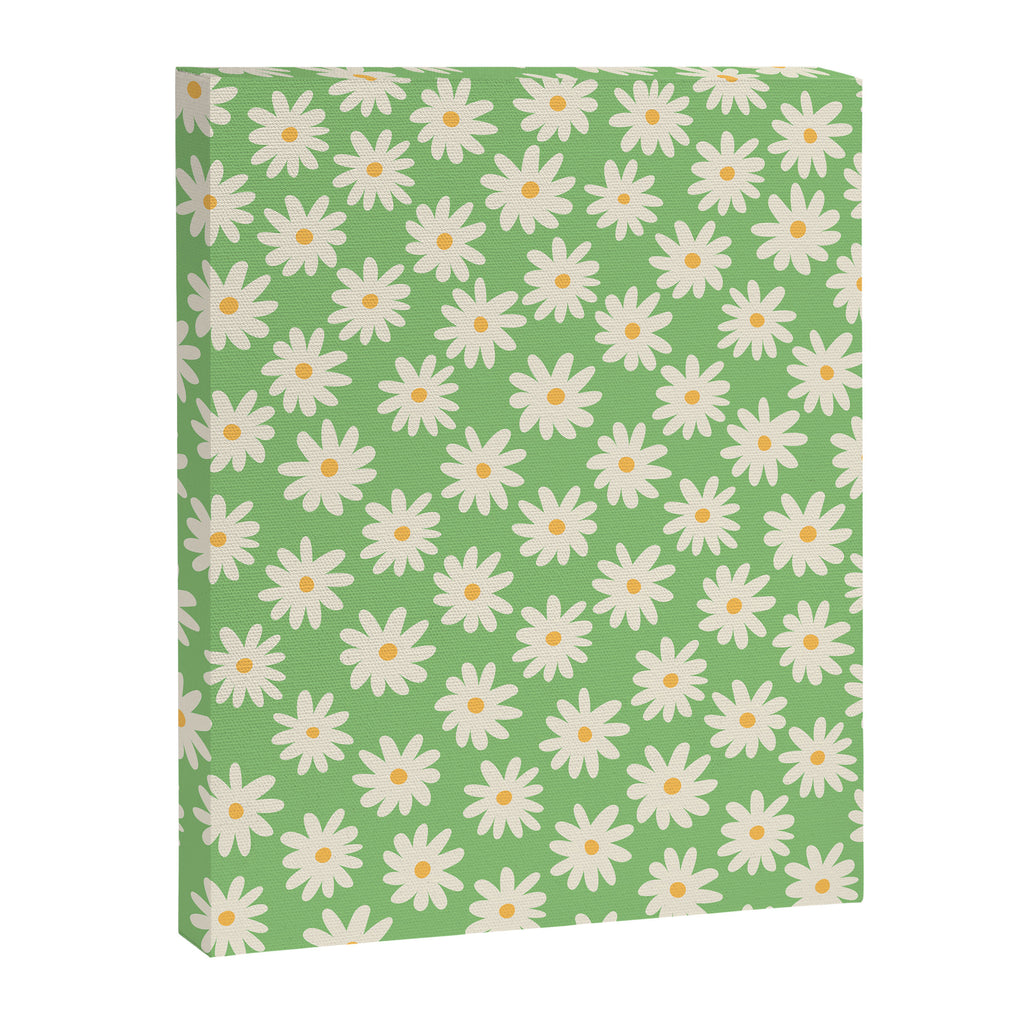 Retro Daisy Flower in Green Canvas Print Gallery Image 6