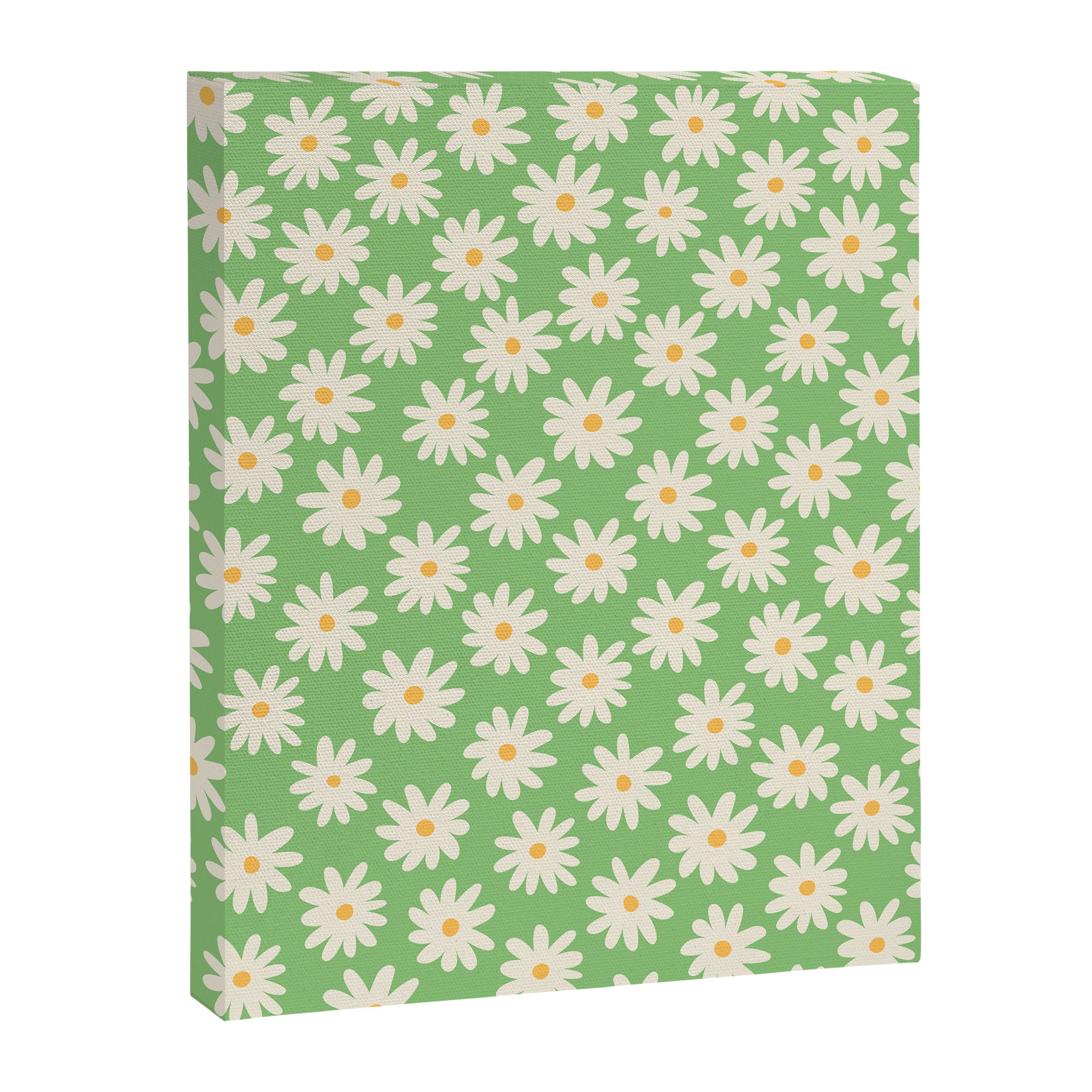 Retro Daisy Flower in Green Canvas Print Gallery Image 6