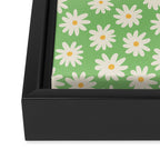Retro Daisy Flower in Green Framed Canvas Print Gallery Image 3